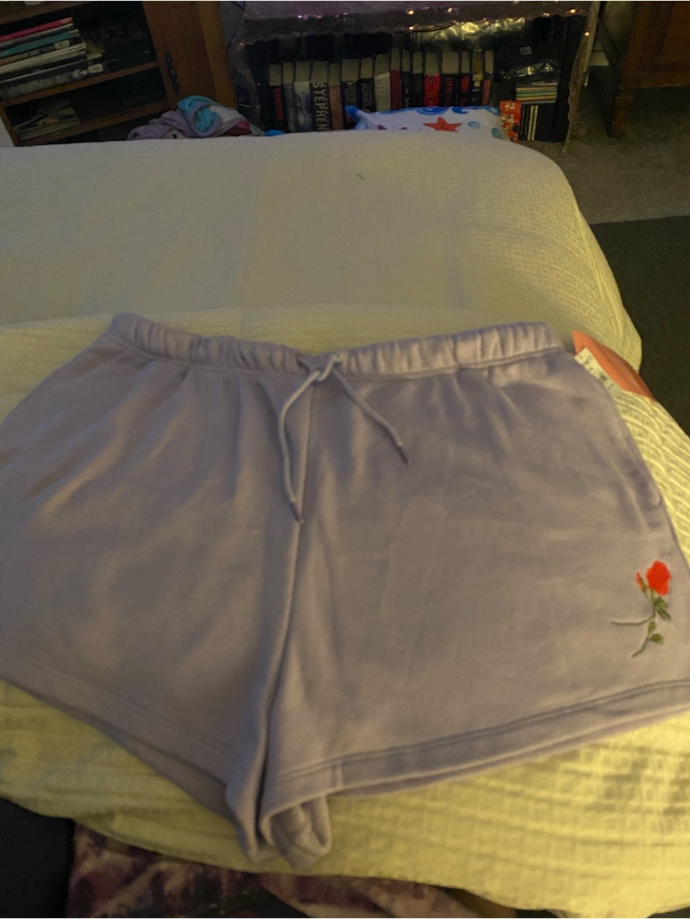 Lavender Women's Athletic Lounge Shorts with Rose Accent